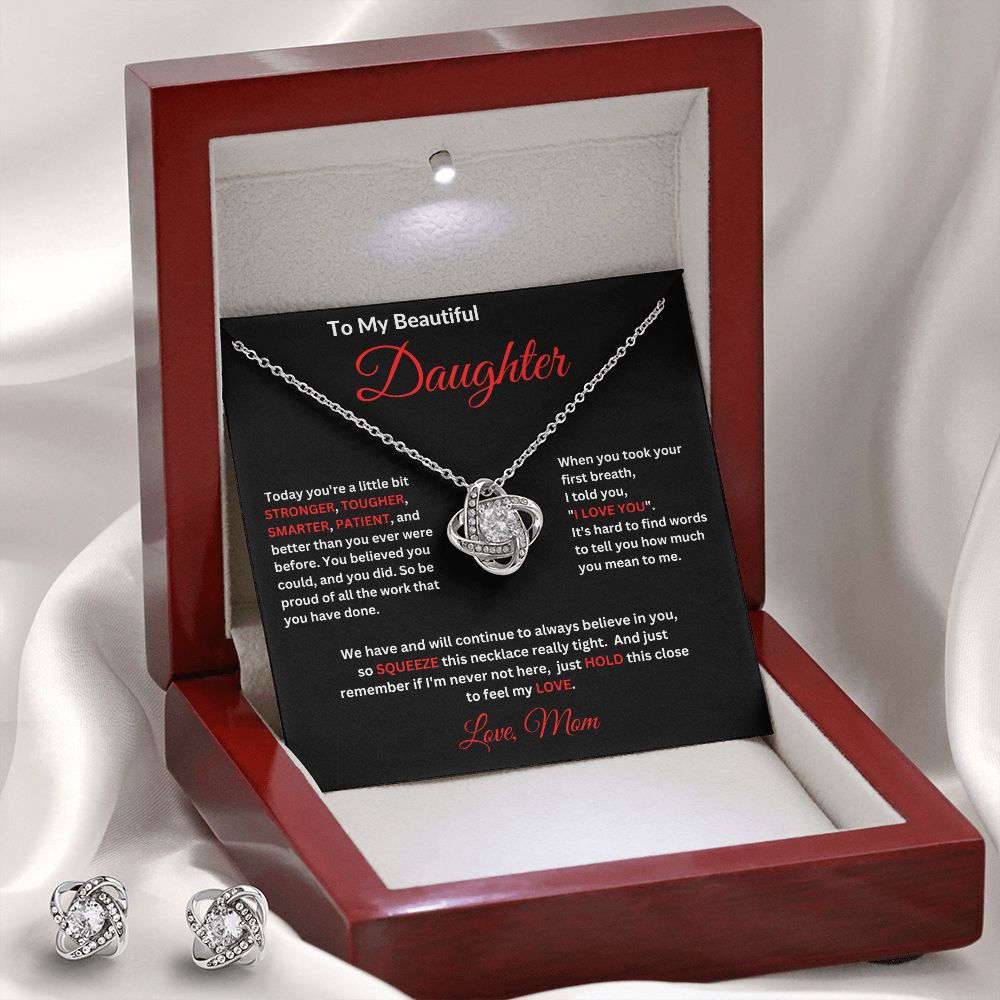 For My Daughter | Love Knot Earring & Necklace Set