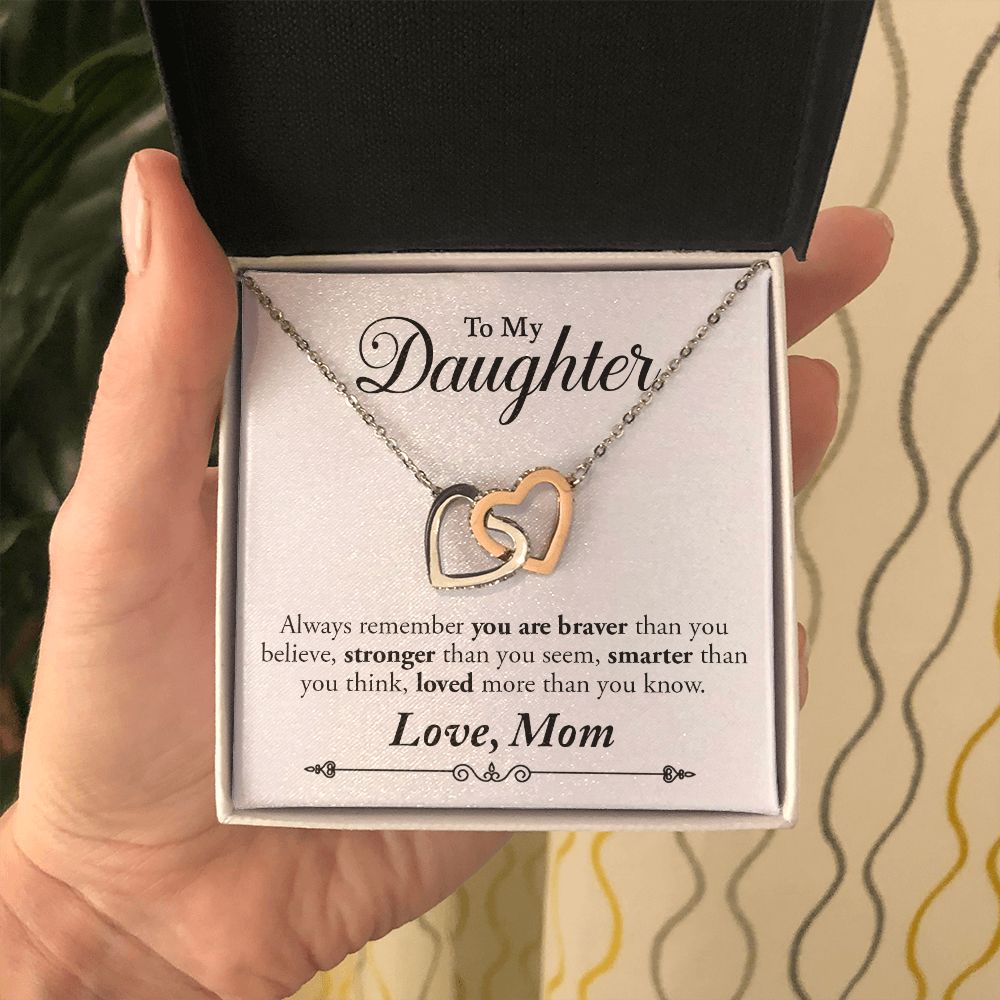 My Daughter | Braver Stronger Smarter - Interlocking Hearts Necklace