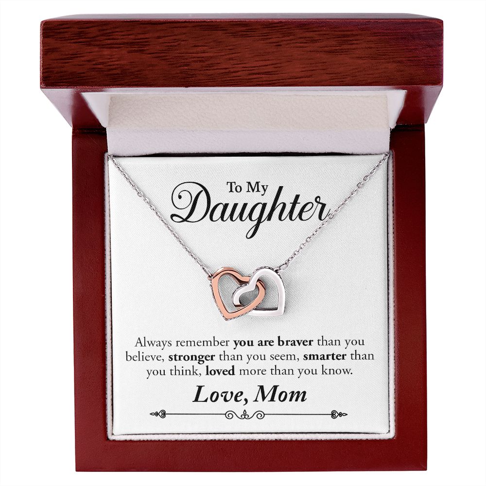 My Daughter | Braver Stronger Smarter - Interlocking Hearts Necklace