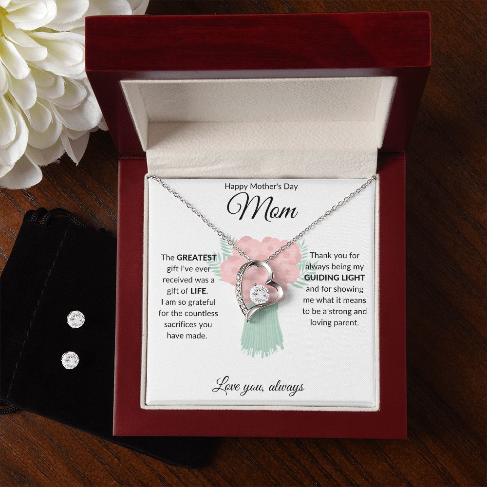 Forever Love Necklace + Clear CZ Earrings