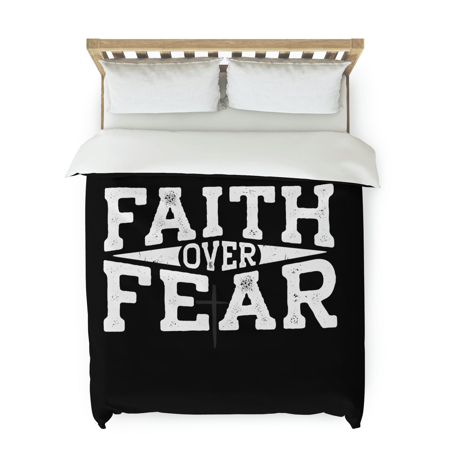 Faith over Fear Duvet Cover (Black)