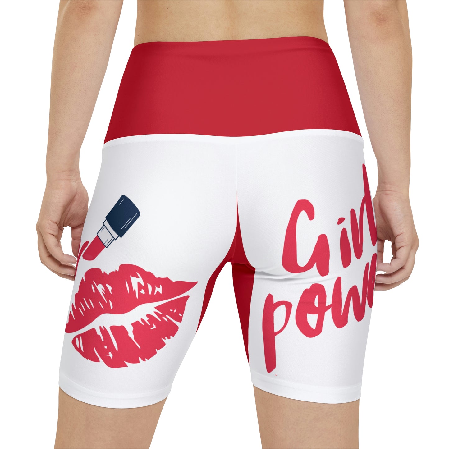 Women's Girl Power Workout Shorts (Red/White)