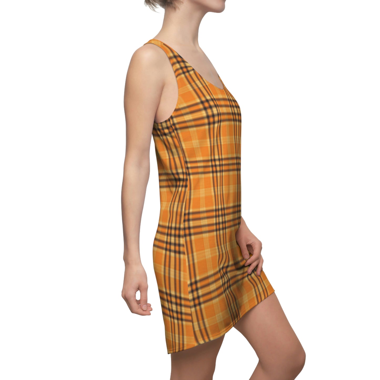 Summer Women's Cut & Sew Racerback Dress (Orange/Black)