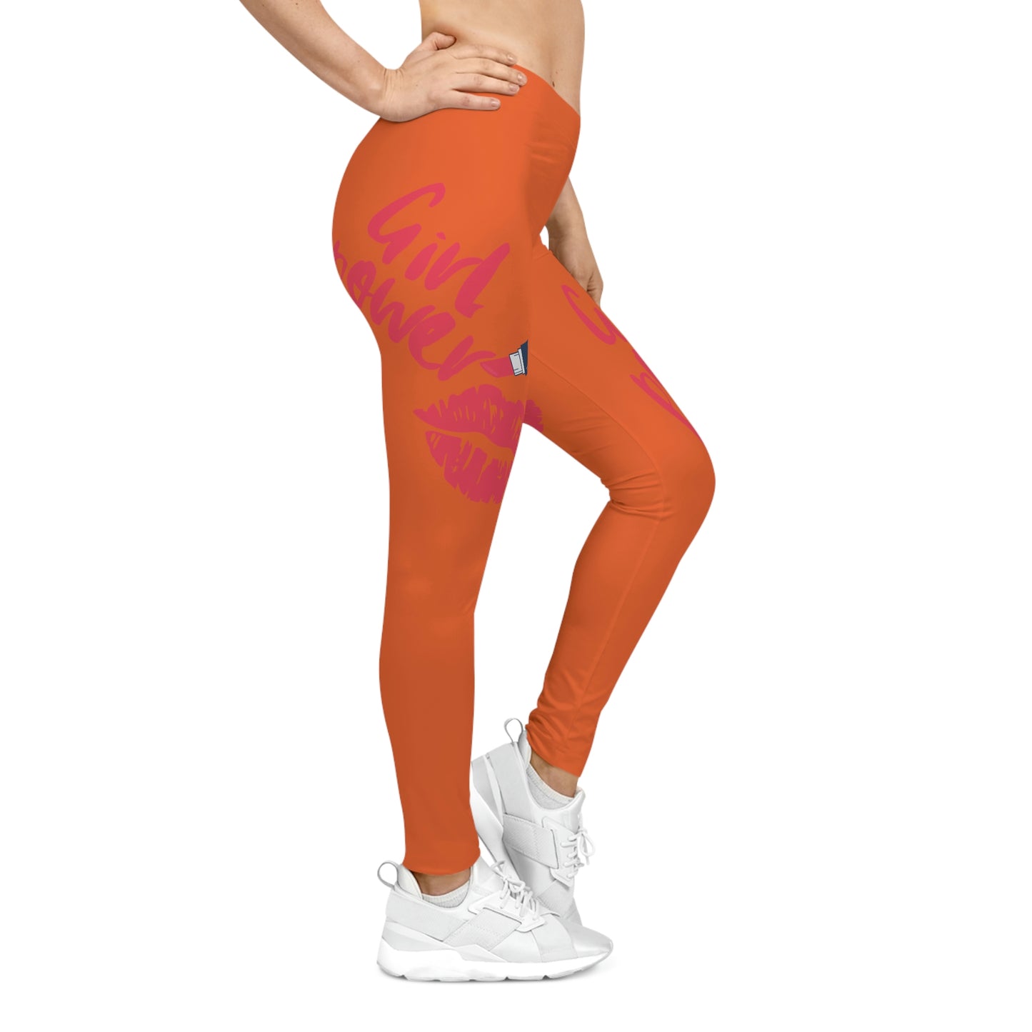 Women's Girl Power Casual Leggings (Orange)