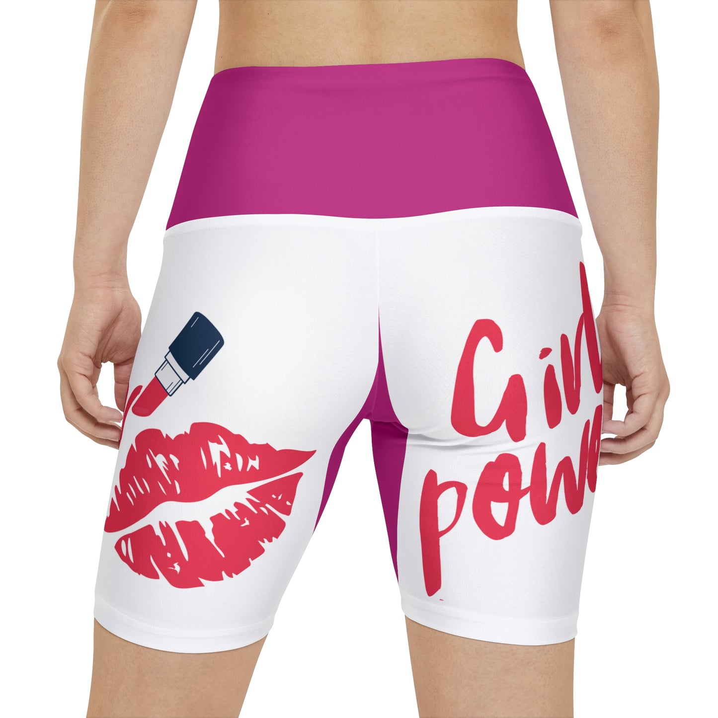 Women's Girl Power Workout Shorts (Pink/White)