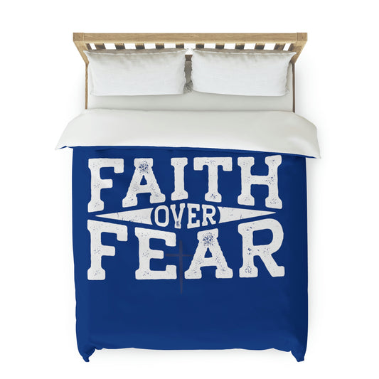 Faith over Fear Duvet Cover (Blue)