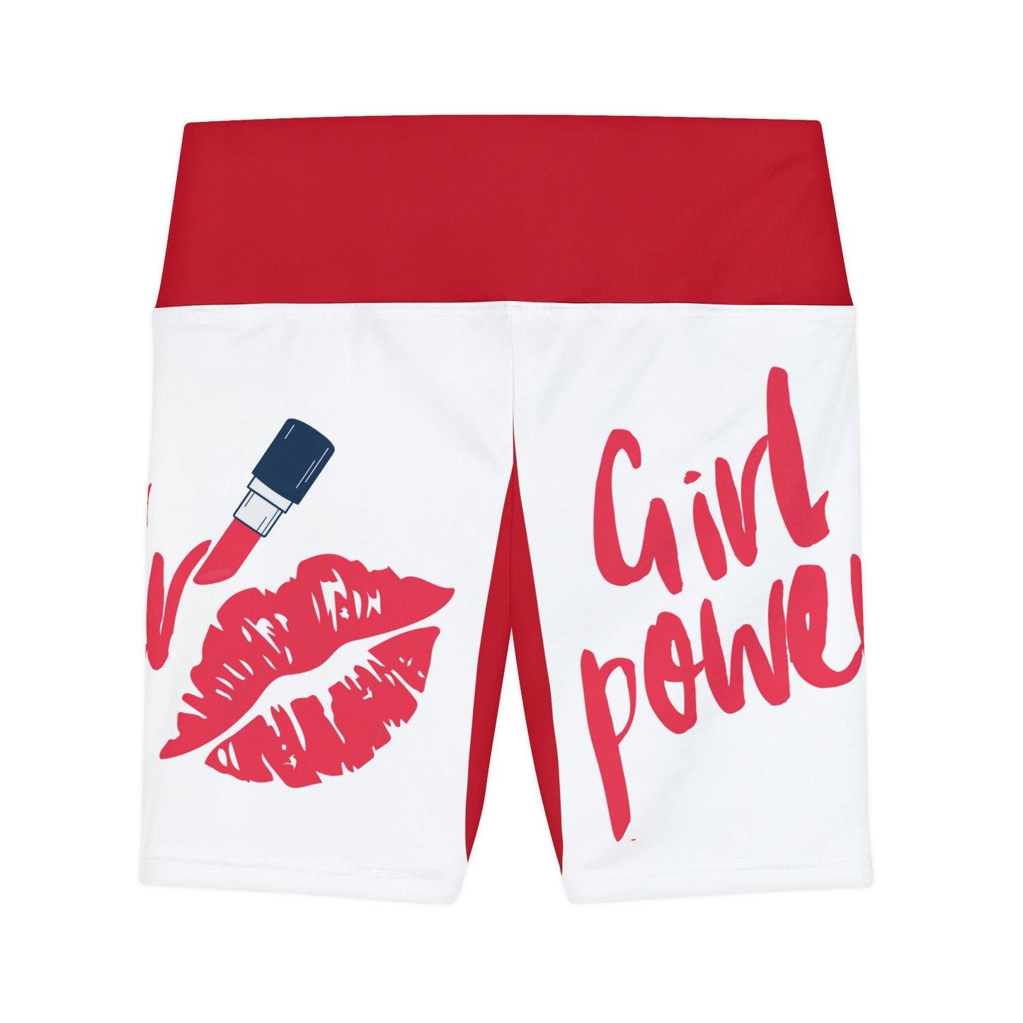 Women's Girl Power Workout Shorts (Red/White)