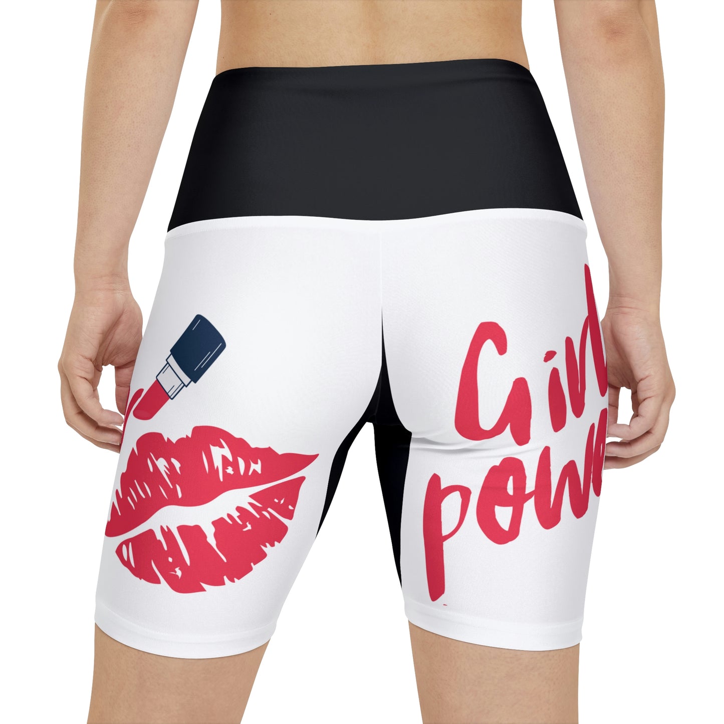 Women's Girl Power Workout Shorts (Black/White)