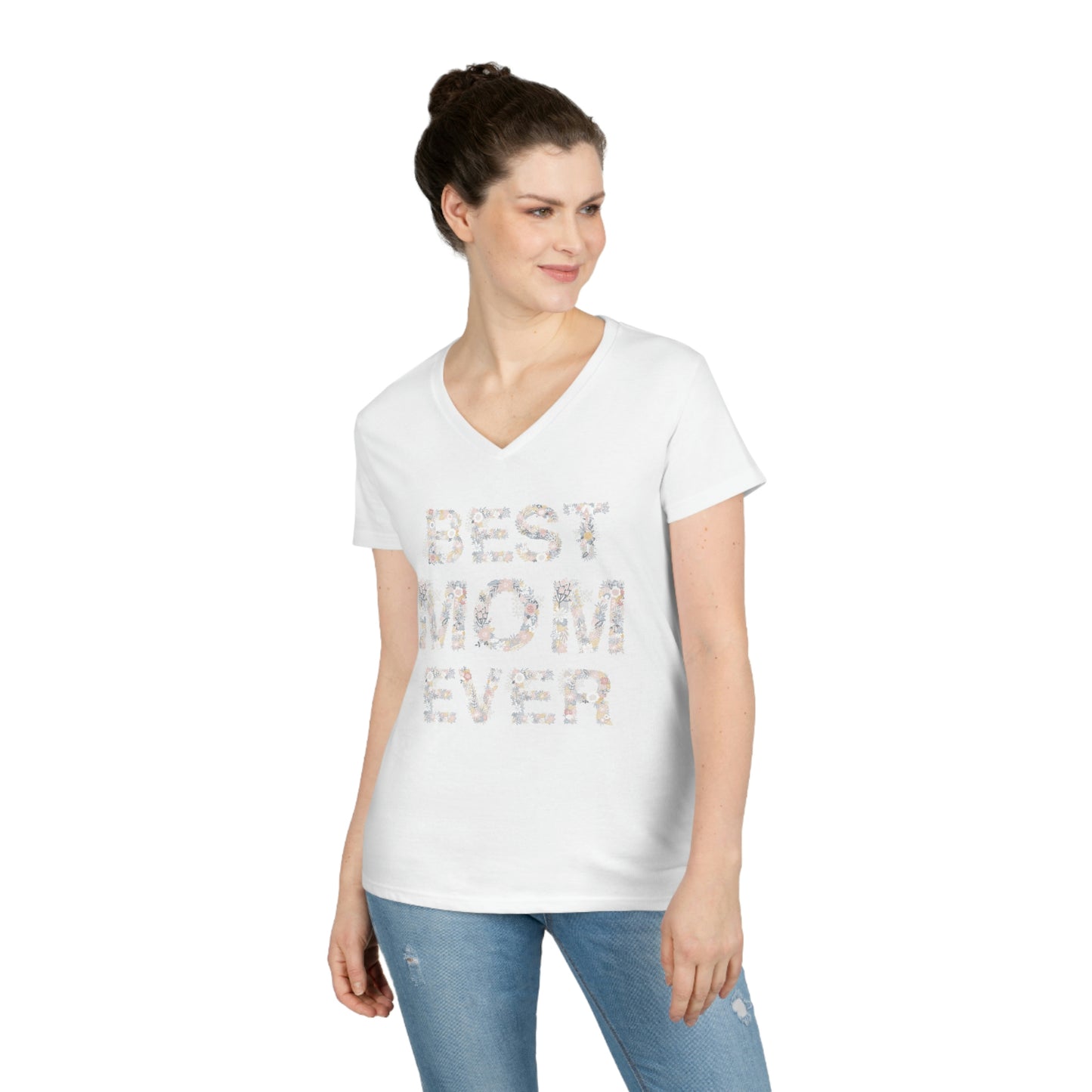 Mother's Day Ladies' V-Neck T-Shirt (Heliconia)