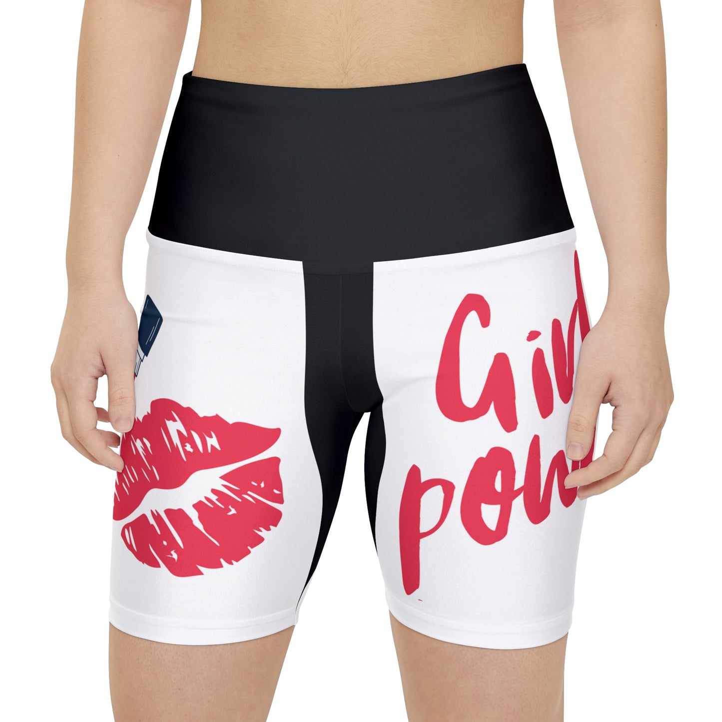 Women's Girl Power Workout Shorts (Black/White)