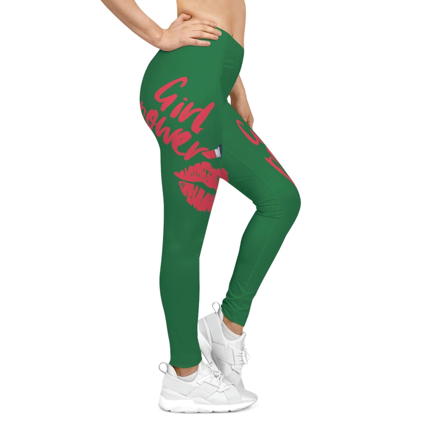 Women's Girl Power Casual Leggings (Green)