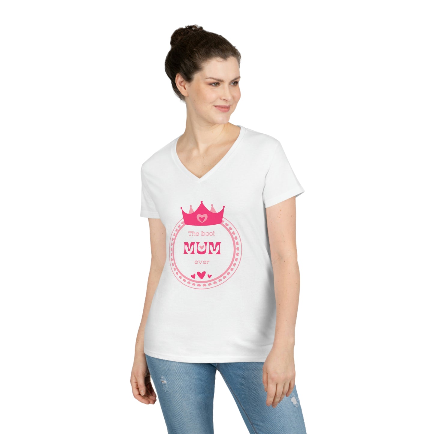 Mother's Day V-Neck T-Shirt (Blue/Red)