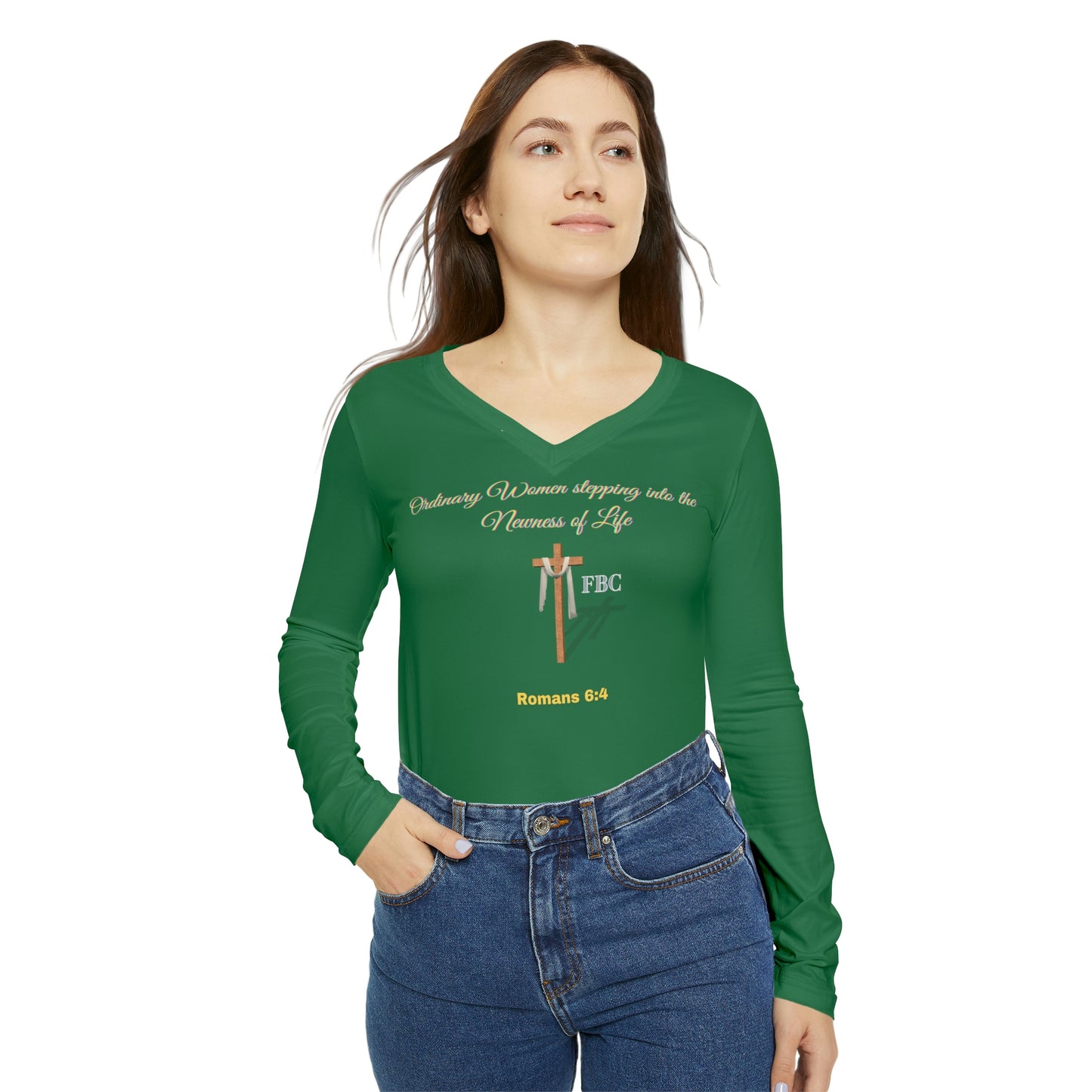 Women's Long Sleeve V-neck Shirt